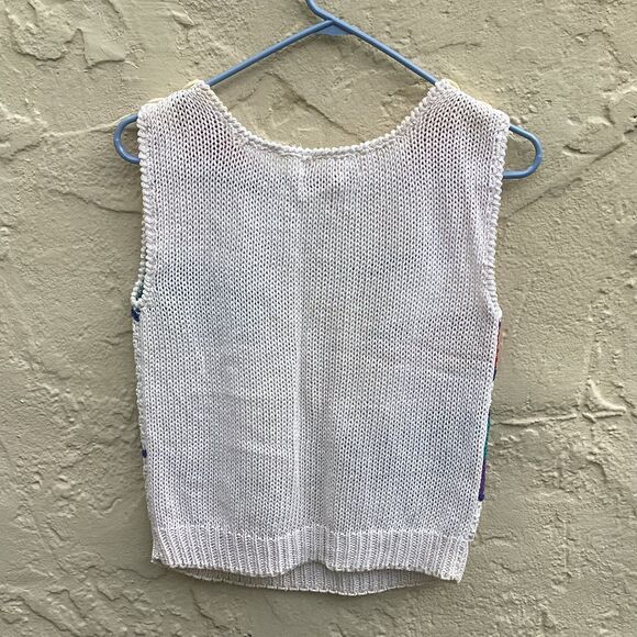 Vintage knit sleeveless sweater vest with button shoulders Rich Wil’s - Picture 4 of 5